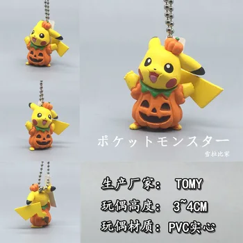 Genuino Pokemon Figura de Acción de Llavero de PVC Muñeco de Juguete Pocket Monster Cosplay de Pikachu de Halloween de la Serie de Regalos a los Niños