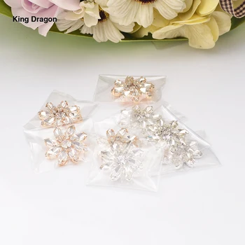 Imitación de diamantes de Copo de nieve Adorno de Botón de 25 MM, 10pcs/lote de la parte Posterior Plana de Color Plata o de Oro de Color