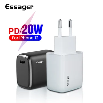 Essager 20W Cargador USB Para el iPhone 12 mini Pro Max de Carga Rápida de control de calidad PD 3.0 Tipo C Cargador de Teléfono Móvil Rápido de la Pared del Adaptador de Carga