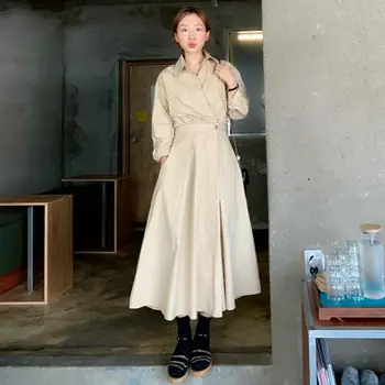 Coreano Camisa De Algodón Vestido De Las Mujeres Del Otoño 2020 De La Primavera De Las Señoras De Los Vestidos De Manga Larga Vestido Casual Vestidos Túnica Femme Vestido Mujer