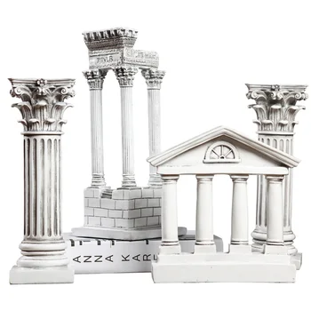 De Estilo europeo Retro Antigua Roma Creativo Modelo de Arquitectura de la Decoración de la decoración del Hogar de la columna de la construcción de modelo de la Estatua, estatuilla