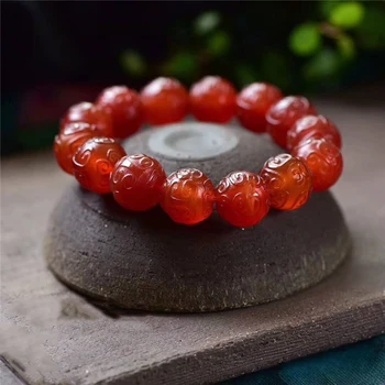 Natural de Ágata Roja Traste Ronda cordón de Perlas de Jade Pulsera de la Joyería de Suerte Auspicioso Amuleto de Perlas de Jade Pulsera de la Joyería Fina