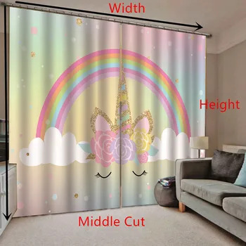 Personalizado Rainbow Unicorn Windows Cortinas Espesar Para La Sala De Estar Dormitorio Decorativo De La Cocina Cortinas Cortinas Tratamientos Dropship