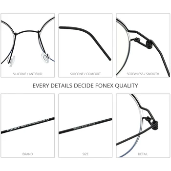 FONEX sin Tornillos Receta de Gafas Anteojos de Marco Mujeres a lo largo de la Miopía Óptico de Dinamarca corea Gafas de Marco Hombres 98634
