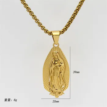 Santa Virgen María Collares Colgantes Hembra de Color dorado, Cadena de Acero Inoxidable Para las Mujeres Cristianas de la Joyería de Madonna YJM044