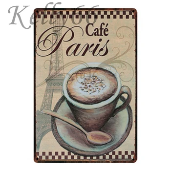 [ Kelly66 ] CAFE PARIS Vintage Letrero de Metal de Estaño Cartel de la Decoración del Hogar de la Barra de Arte de la Pared de Pintura de 20*30 CM de Tamaño y-1573