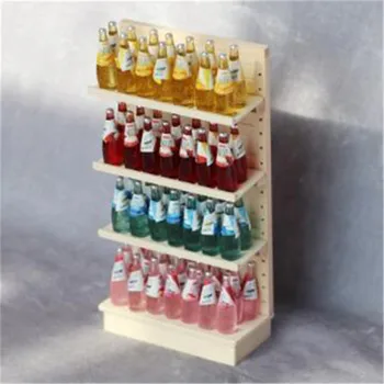 1pc de Madera 1:12 Escala de casa de Muñecas en Miniatura de los Estantes de los Supermercados de Alimentos Bebidas Pantalla Muebles Juguetes 8.1*4.1*16.1 cm