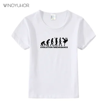 Evolución De Breakdance de Impresión T-shirts de Algodón de las Niñas de Bebé de los Niños de Manga Corta O-cuello de la camiseta Hip Hop Chicos t Tops Ropa