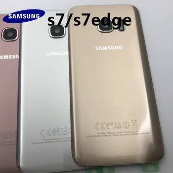 Cristal de originales para SAMSUNG Galaxy S7 G930 S7 borde G935 Posterior de la Batería Cubierta de la Puerta Trasera Caso de Vivienda de Reemplazo + Adhesivo de la etiqueta Engomada