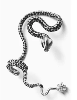 La serpiente encanto de la belleza sin agujeros de oreja Sola pendiente de la joyería de Cristal de Swarovskis de los Aretes para las Mujeres de la Personalidad exagera