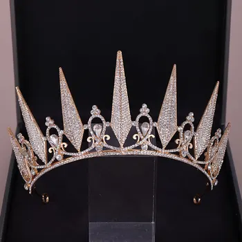 KMVEXO Barroco Geométricas Corona de Cristal de las Niñas de la Boda Accesorios para el Cabello de Novia Tiaras de Novias Hairwear las Mujeres Cabeza de la Princesa de la Joyería