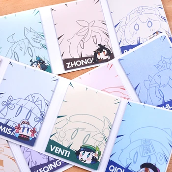 Nuevo Anime Genshin Impacto Cosplay Linda Nota Memo Pads Nota Cuaderno De Papel Zhongli Klee Xiao Barbatos El Bloc De Notas De Papelería