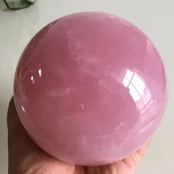 Natural De Color Rosa De La Rosa De Cristal De Cuarzo De Curación Bola Esfera + Soporte
