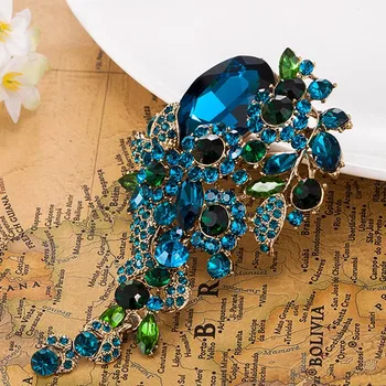 La moda de las Mujeres de Más de diamante de imitación de Pines Y Aborda el Collar de la Boda de la Joyería Brillante de la Marca de Oro Antiguo Hiyab Patillas Finas Broch Hombres