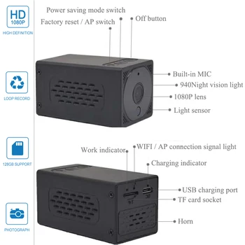 Original T1 Wifi Mini Samrt Acción de Cámara de Video de la Cámara IP de la Visión Nocturna detección de Movimiento de la Videocámara Bucle de Vídeo de la Grabadora