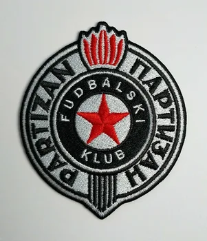 2pcs/lot de Fútbol de fussball club Equipo Partizan de Belgrado logotipo de hierro en el Patch Aufnaeher Apliques Buegelbild Bordado