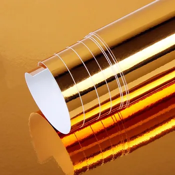 2019 Impermeable con protección UV de Oro Cromo Espejo Envoltura de Vinilo Hoja de Película de Rollo de etiqueta Engomada del Coche Decal Hoja de BUEY