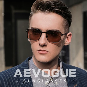 AEVOGUE Gafas de sol de los Hombres/de las Mujeres 2019 Polarizada Plaza Retro gafas de Sol de Marco de Metal Océano Colores UV400 AE0750