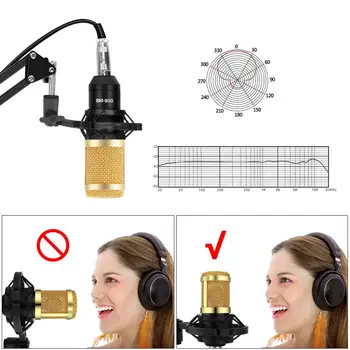 Profesional BM 800 Micrófono de Condensador de Kit de Vocales Grabación de Karaoke Microfone con Tarjeta de Sonido Soporte de Micrófono Para Ordenador PC