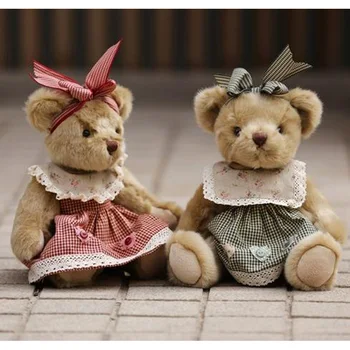 12 pulgadas lindo retro articulado de la pareja de osos de peluche de la felpa de peluche oso encantador muñecas juguetes de bebé apaciguar navidad regalo de cumpleaños para niños