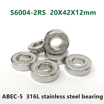 10pcs S6004-2RS de acero inoxidable 316L de bolas de ranura profunda rodamientos 20*42*12 mm resistente al agua anti-corrosión de los cojinetes 6004 -2RS 20x42x12