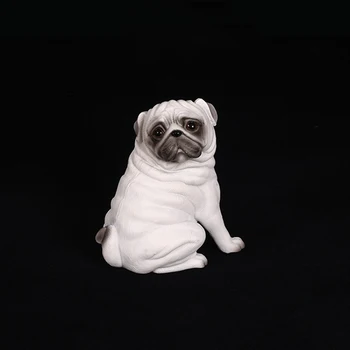 Los recién Llegados 12CM Blanco Pug Perro Modelos de Figura de Acción de los Niños Juguetes Educativos de Regalo de Colección de Adornos de Brinquedos