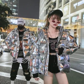 Invierno Esponjoso Globo Chaquetas para los Hombres 2020 Tendencias de la Moda Brillante Ropa Collar de Gruesas Capas con Capucha de las Parejas de Hip Hop de la Calle