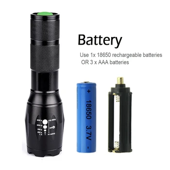 Zoomable led lanternas cree xml T6 led de la Linterna de la prenda Impermeable de la AAA O 18650 batería recargable de alta potencia de la táctica de la policía de la antorcha
