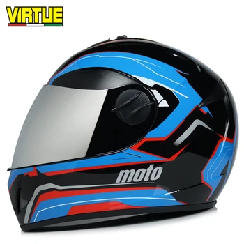 Casco integral Cráneo Patrón de Moto Casco de Seguridad con lente de carreras de moto, casco, casco capacete