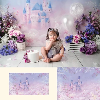 La Fantasía Castillo-Recién Nacido, Retrato Telones De Fondo Púrpura Floral De Ensueño Castillo De Fondo De Las Niñas Arte Estudio De Fotografía Proposición