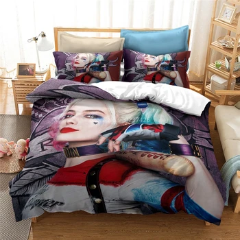 3d Escuadrón Suicida Harley Quinn Impreso de dibujos animados funda de Edredón con Pillowcovers Rey Elegante ropa de Cama Conjuntos de Niños Adultos Dormitorio Decoración