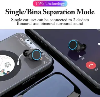 Bluetooth V5.0 Auricular TWS Inalámbrico de Auriculares de Control Táctil LED Digital de la Pantalla Estéreo Deporte de Auriculares Inalámbricos de 3300mAh para el teléfono
