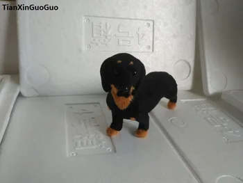 Simulación negro dachshund perro duro modelo de plástico y pieles permanente perro 22x12cm la proposición,la decoración del hogar de juguete de regalo s1831