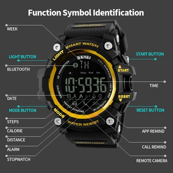 SKMEI los Hombres del Deporte de Bluetooth Smart Watch Militar Podómetro Calorías de Fitness Reloj Digital resistente al agua reloj de Pulsera inteligente relogio