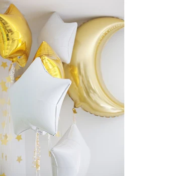 9pcs Gran Luna de Oro rosa de plata de globos de papel de Aluminio de 18 pulgadas corazón de la estrella de Helio Globos de la fiesta de cumpleaños de la boda Decorar los globos Confeti