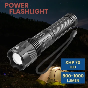 De alta Potencia LED Linterna XHP70 USB Recargable Linterna 1000LM Impermeable de la Antorcha Linterna Táctica con Zoom de Camping Caza
