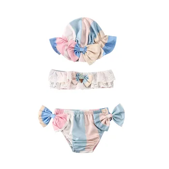 2020 Verano de trajes de baño para 1-24M Niños Niño Niña Floral Traje de Baño Traje de baño Bikini Set con Sombrero de trajes de baño