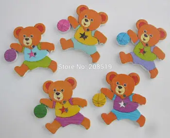 WBNAKO Oso Novedad Botones para la ropa de niños decorativos 150pcs/lot de la Pintura de la madera de los Animales botones de accesorios de costura