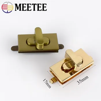 Meetee 2/5pcs 35X17mm de Metal de Bloqueo de Cierre Rectángulo Giratoria Twist Locks Hebillas de DIY Bolsas de Piezas de Hardware de la Decoración de Accesorios BF451
