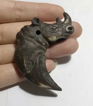 12 pcs Encantador rinoceronte tótem amuleto de Imitación de Hueso de Yak Encantos Llavero