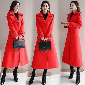 Abrigo de lana de las mujeres camello M-3XL talla plus 2020 otoño invierno nuevo coreano de caramelo largo de la moda slim gruesos abrigos de lana feminina LD1424