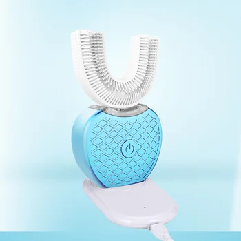 Smart 360° Inteligente Automático de Sonic Cepillo de dientes Eléctrico de Carga USB U Tipo de Cepillo de Dientes para Blanquear los Dientes de la Luz Azul para Adultos