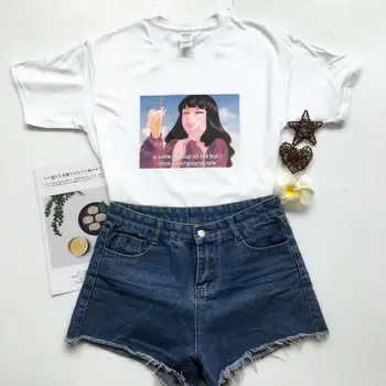 HAHAYULE-JBH 1pcs Moda de Verano de Niña Camiseta Algodón Casual T-Shirt Hipster Camiseta de Mangas Cortas de los años 90 de la Moda