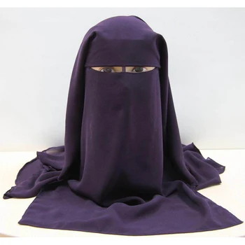 Musulmán Bandana Pañuelo Islámico De 3 Capas Turbante Hiyab Sólido De Color Negro De La Cara Cubierta De Velo Cubría La Cabeza Con El Hiyab Hoofddoek Moslima