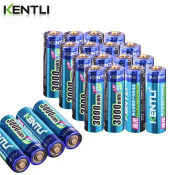 KENTLI de Alta Capacidad libres de envío de baterías de iones de litio 3000mWh 1.5 V batería de polímero de litio recargable de la batería AA