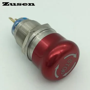 Zusen 19mm de metal de emergencia interruptor de PARADA símbolo de interruptor de botón ZS19-11T/SS