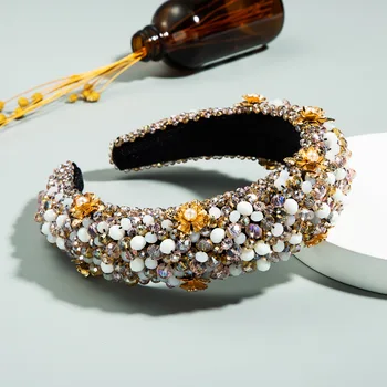 2020 Elegante Barroco De Cristal Diademas Para Las Mujeres De Lujo De Diamantes Collar De Diadema Flor De La Perla De Diadema De Mujer Accesorios Para El Cabello