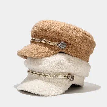 El invierno de las Mujeres de la Moda de Boinas Sombrero para las Niñas de la calle estilo Boina Gorra de Mujeres Plana sombreros Periódico cap