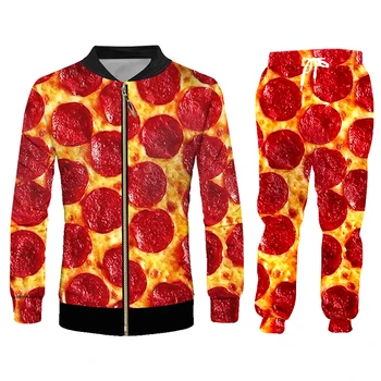 OGKB Comida Pizza de Dos piezas de este Conjunto de camiseta Chaqueta Sudadera con capucha de Gran Tamaño Casual de la Impresión en 3D Personalizados Suelto de la Aptitud de la Ropa