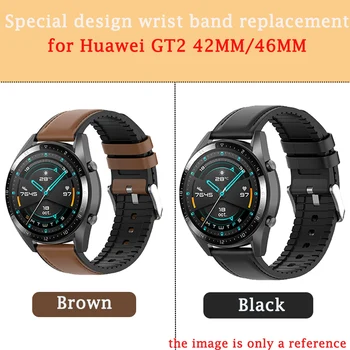 De silicona de cuero de la correa de muñeca para Huawei GT2 GT2 pro 42MM 46MM reloj inteligente de reemplazo de la banda de Honor GS pro pulsera 20/22mm